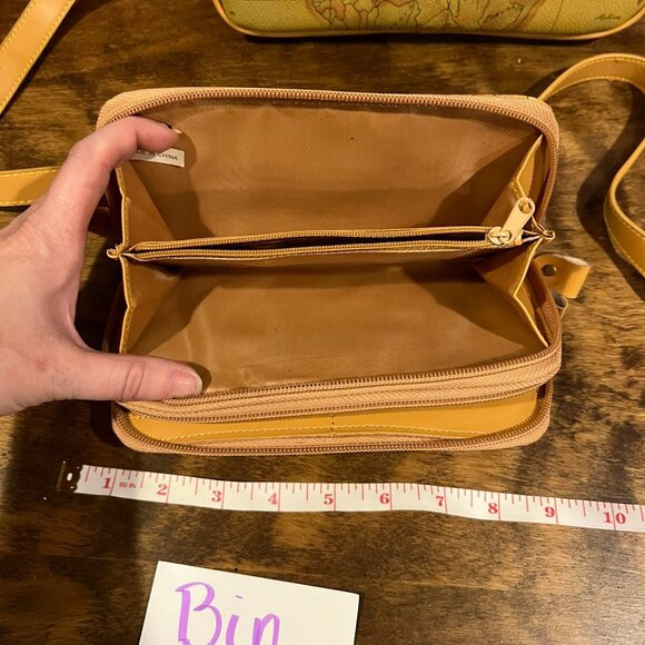 Vintage Leather World Map Crossbody Bag and wallet  CA - Picture 7 of 14